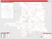 St. Landry County Wall Map Red Line Style